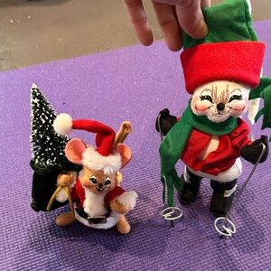 Annalee Mouse - set of two - ski and tree